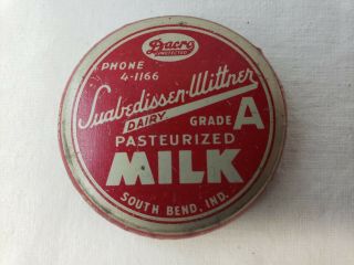 Vintage Saub - Witt Dairy South Bend Indiana Grade A Milk Cap 1930s/40s Usa Rare