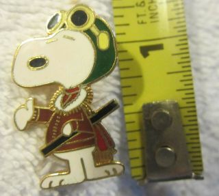 Vintage Taiwan Peanuts Snoopy Red Baron Flying Ace Aviator Pin,  Rare Variety,  Crop