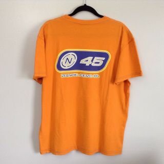 Vtg Nautica Jeans Co 2 Sided Orange T Shirt Rare 90s Spellout Raised " N 45 " Sz L