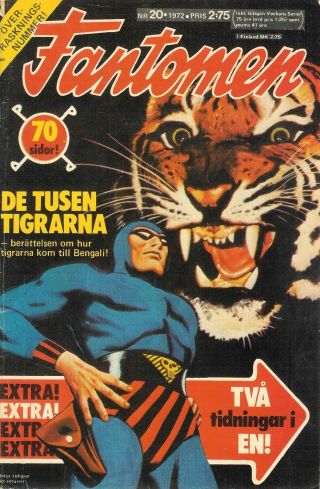 Vintage Rare 1972 No.  20 Fantomen Comic Book In Swedish Featuring Kelly At F.  B.  I.