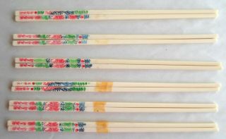 12 Vintage Plastic Chopsticks Color Melamine Tapered Design 9 1/2 " 6 Rare