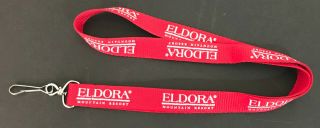 Rare Eldora Mountain Resort Lanyard Season Pass - Holder Key Chain Red Very Good