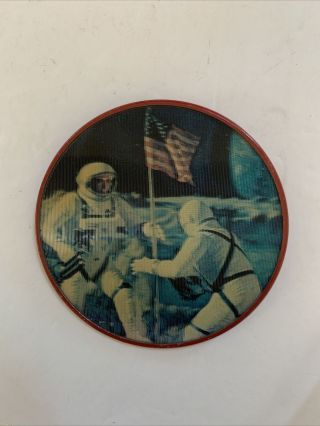 Rare Vintage 60s U.  S.  Astronauts Moon Landing Vari - Vue Button Pin Lenticular