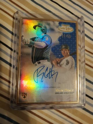 2017 Topps Gold Label Blue Framed Ryon Healy Rookie Auto /50 Rare Card
