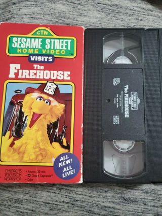 Vintage Sesame Street Home Video - Visits The Firehouse (vhs,  1990) Rare Htf