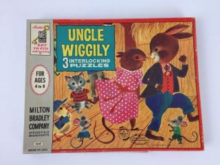 Vintage 1961 Milton Bradley Uncle Wiggily 3 Puzzles Complete Rare