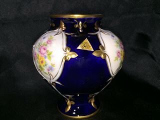 Elegant & Rare Royal Dux Bohemia Porcelain Vase Pink/yellow/blue Floral Pattern