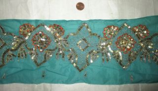 Vintage Antique Border Sari Trim Lace Rare Old Sequins Embroidered 2 Feet N5