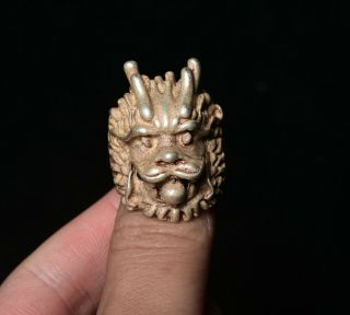 1.  4 " Rare Old Chinese Silver Dynasty Zodiac Animal Dragon Head Ring Rings
