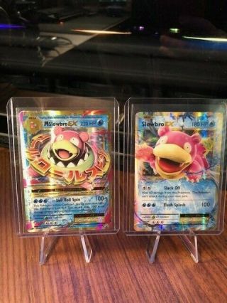 Mega M Slowbro Ex 27/108 And Slowbro Ex 26/108 Ultra Rare Holo Pokemon Cards Nm