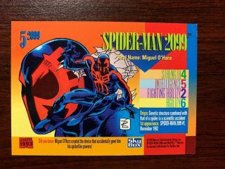 1993 Marvel Sky Box Spider - Man 2099 5 Red Foil Insert Card,  Rare,  L@@k 2