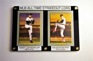 Rare All Time Strikeout Record Baseball Cards Nolan Ryan And Randy Johnson Mets
