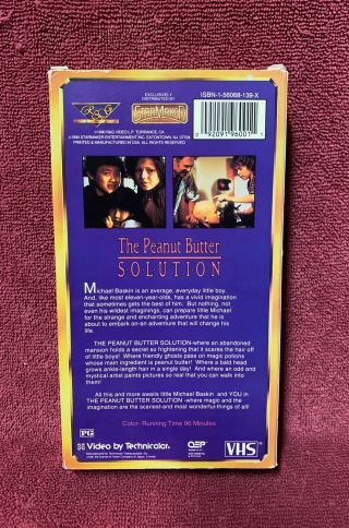 The Peanut Butter Solution VHS Cassette RARE & 2