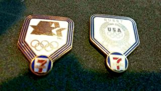 2 1984 Los Angeles Olympics 7 - 11 Pins - Rare Guest Pin