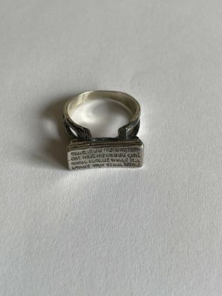 Silver Israel Ring With Prayer Vintage Rare