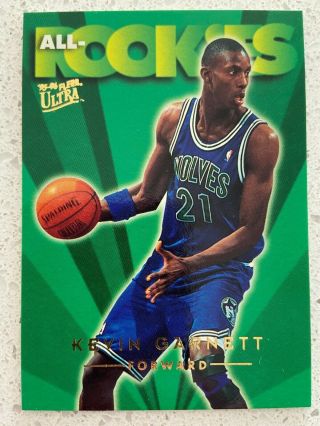Rare 1995 - 1996 Fleer Ultra All Rookies Kevin Garnett Insert Rookie Card - 3/10
