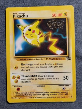 Pokemon Card Pikachu 4 Black Star Promo Stamped Moderate Play