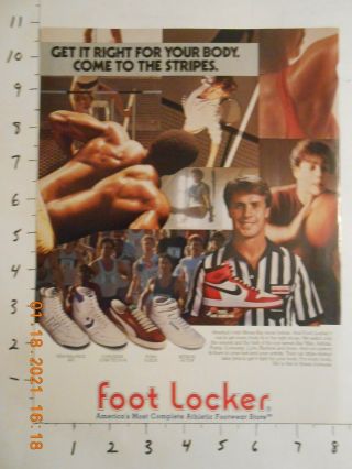 Rare 1986 Foot Locker Nike Air Jordan Basketball Shoe Print Ad Puma Converse