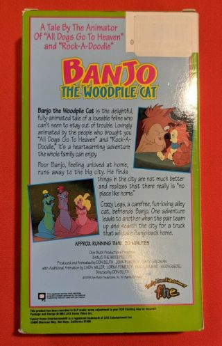 Banjo the Woodpile Cat (VHS,  1993) Don Bluth Classic Cartoon Animation 1979 RARE 2