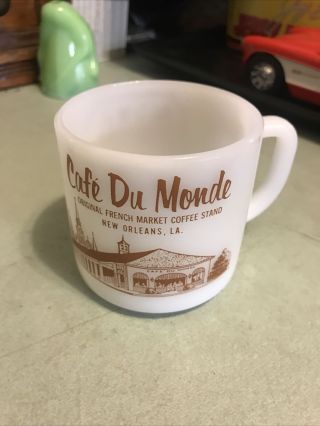 Rare Fire King Cafe Du Monde Orleans Coffee Mug Cup