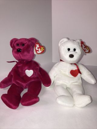 Collectible Valentino And Valentina Bears Ty Beanie Babies Rare Errors