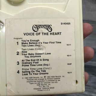 8 Track Tape Carpenters Voice of the Heart 1983 Rare 3