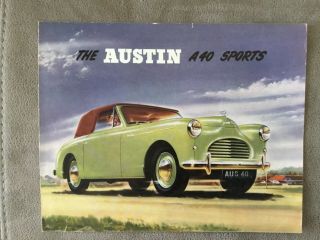 Rare Vintage Austin A40 Sports 4 - Page Colour Sales Brochure - Mid/late 1950s?