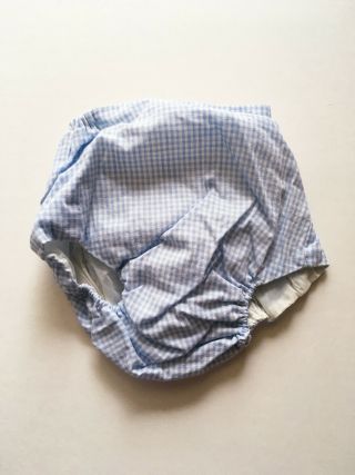 Authentic Vintage Rare 1940s Blue Checkered Baby Diaper Cover Birth To 3 Months