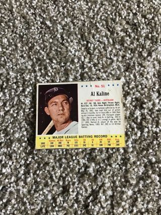 Detroit Tigers Hof Al Kaline 1963 Post Cereal Baseball Card Vg— 51 Rare
