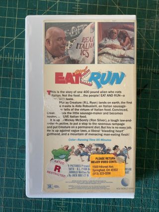 Eat and Run VHS rare 80 ' s horror comedy crime cult cannibal World CUT BOX 3