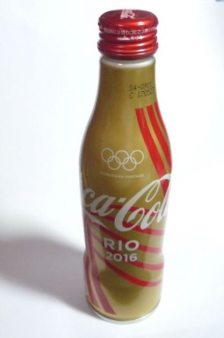 Coca Cola Metal Bottle Japan 300ml 2017 Olympics Promo Rio 2016 Rare 7 " Tall