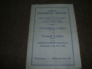 Rare Corinthian (manchester) V Nomad Ladies (oldham) @ Leeds United 2 July 1958