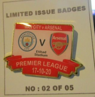 Manchester City Arsenal Limited Edition 2020 Very Rare Red/white Coloured Badge