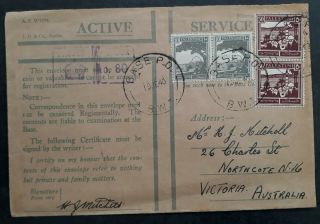 Rare 1940 Palestine Active Service Cover Ties 4 Stamps Base Po Bwi Cds
