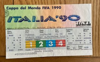 Rare Brazil V Scotland World Cup Match Ticket 20th June 1990 Group Stage Italy