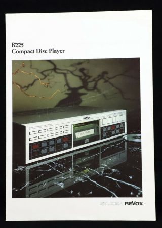 Rare Studer Revox B225 Compact Disc Player 4 - Page Full Color Marketing Brochure