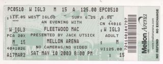 Rare Fleetwood Mac 5/10/03 Pittsburgh Pa Mellon Arena Ticket