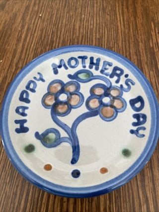Vintage Signed M A Hadley Pottery 4 1/4 " Coaster Dish Happy Mother’s Day Rare