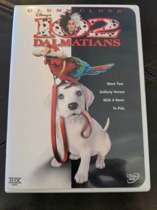 102 Dalmatians (dvd,  2001,  Glen Close) Disney Rare Oop W/ Insert Full Screen