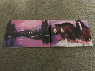 Vintage 1990s Budweiser Bud King Of Beer Poster Print Ad Clydesdales Horses Rare