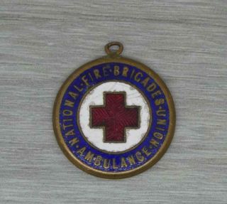 Rare Ww1 National Fire Brigade Union Ambulance Red Cross Badge Fob