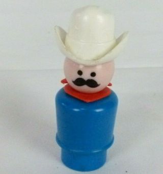 Fisher Price Little People Vintage Sheriff Cowboy Rare Ten Gallon Hat In Blue
