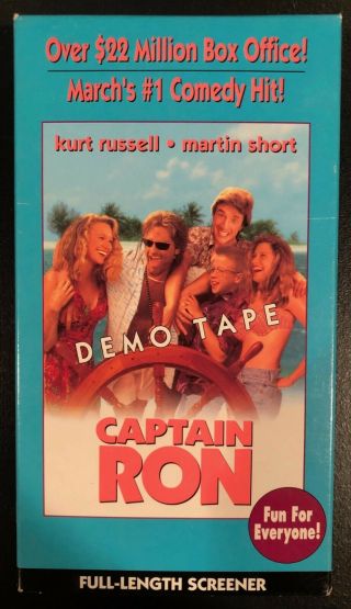 Captain Ron (vhs,  1993) Kurt Russell - Rare Promo Screener Demo Tape Vg,