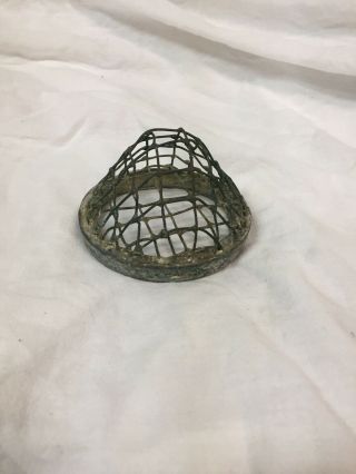 Vintage Flower Frog Holder Wire Cage Metal Old 3.  5” Rare Wire Cone Mesh