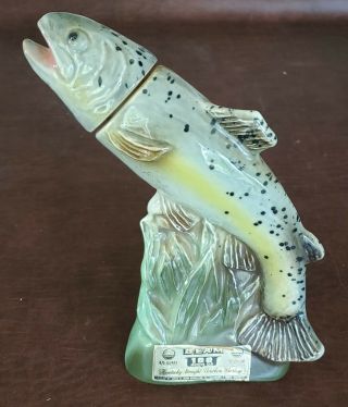 Vintage Antique Rare Jim Beam 1976 Decanter Rainbow Trout Fish Bar Sign