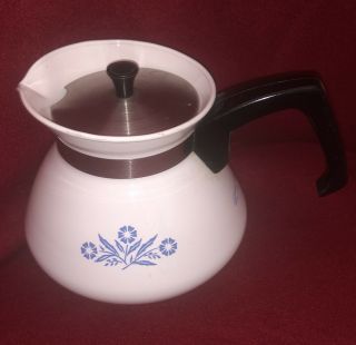 Vintage Blue Cornflower Corelle/corning Ware 6 Cup Coffee/tea Pot W/ Lid - Rare