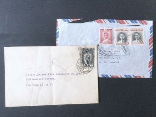 Thailand: 2 X Covers To Usa W / King Rama Vii & Ix Stamps - Rare