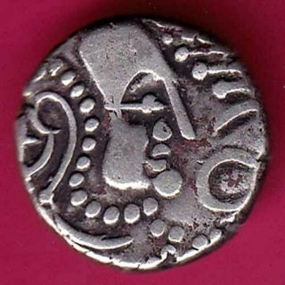 Ancient India Gadhaya Dynesty King Portrait Rare Silver Coin Eb61