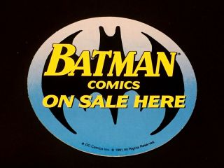 Batman Comics On Here Dc Promotional Sticker 4 " Inch Round 1991 Rare