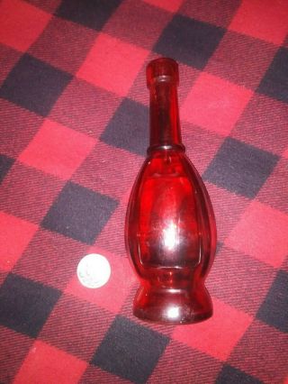 Unique Rare Vintage 6 3/4 In Ruby Red Glass Bottle/vase/pharm